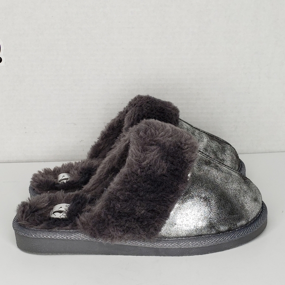 Corky Snooze Slippers Metallic Gray Distressed Slipper sz 6 Cute Comfy Warm Soft - Picture 3 of 9